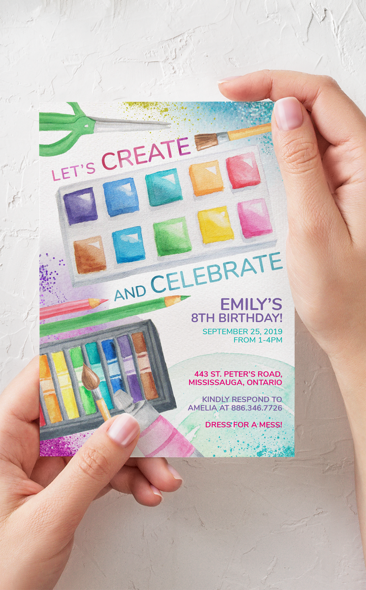 Art Party Painting and Craft Birthday Invitation - ARRA Creative