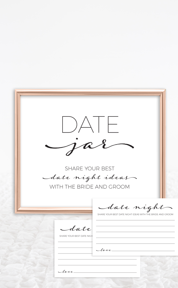 Printable Bridal Shower Date Night Cards and Sign - ARRA Creative