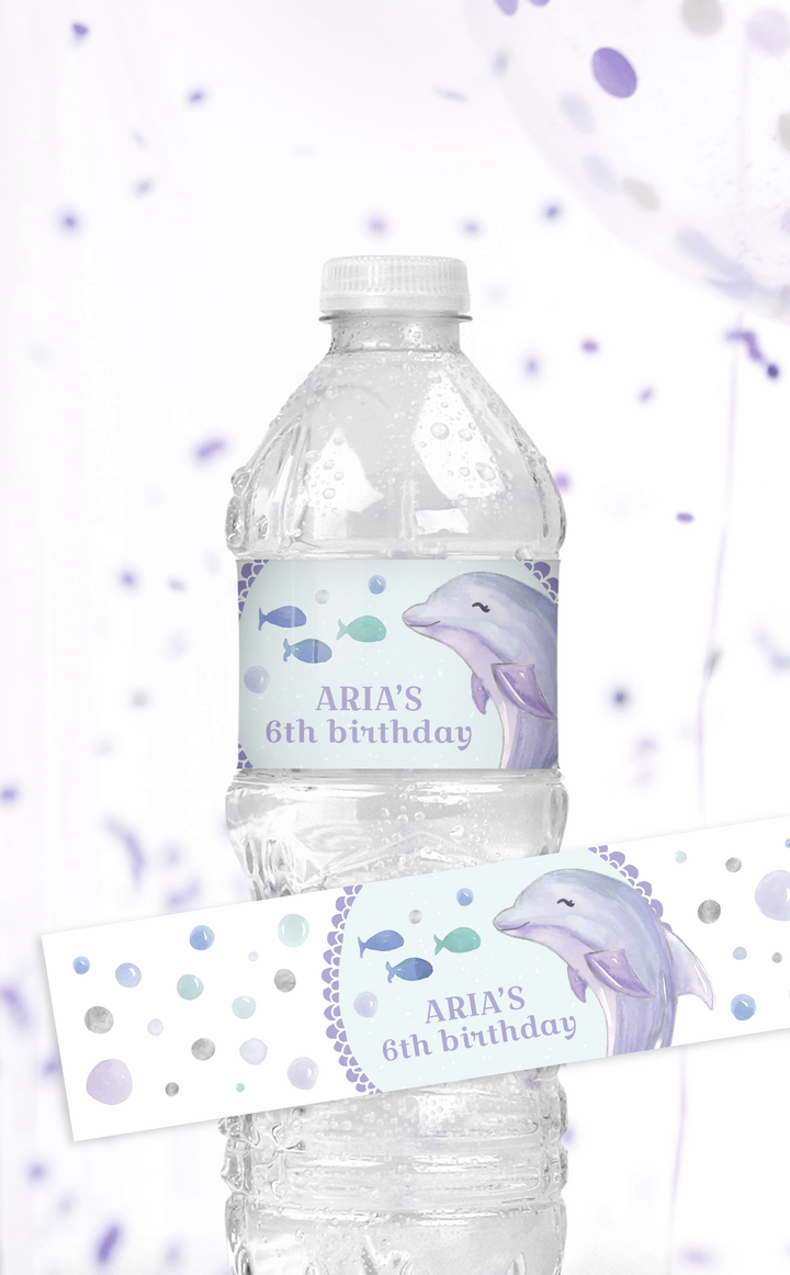 Under the Sea Dolphin Water Bottle Labels - ARRA Creative