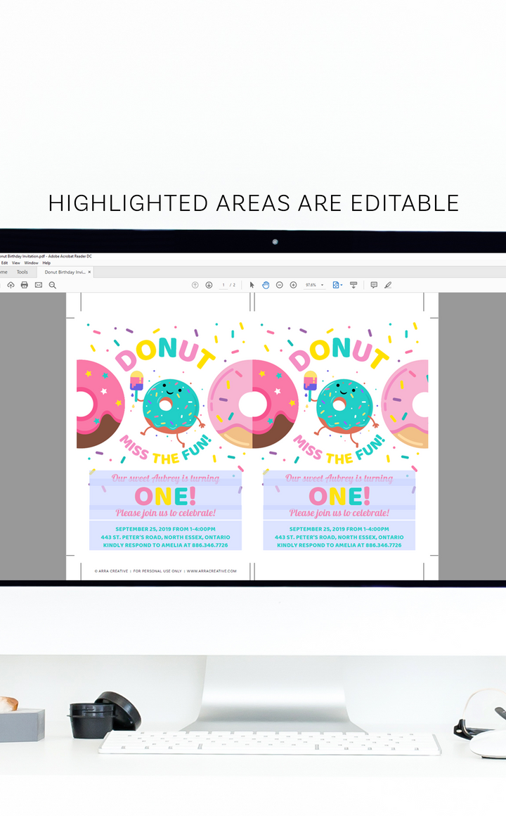 Donut Birthday Party Invitation - ARRA Creative