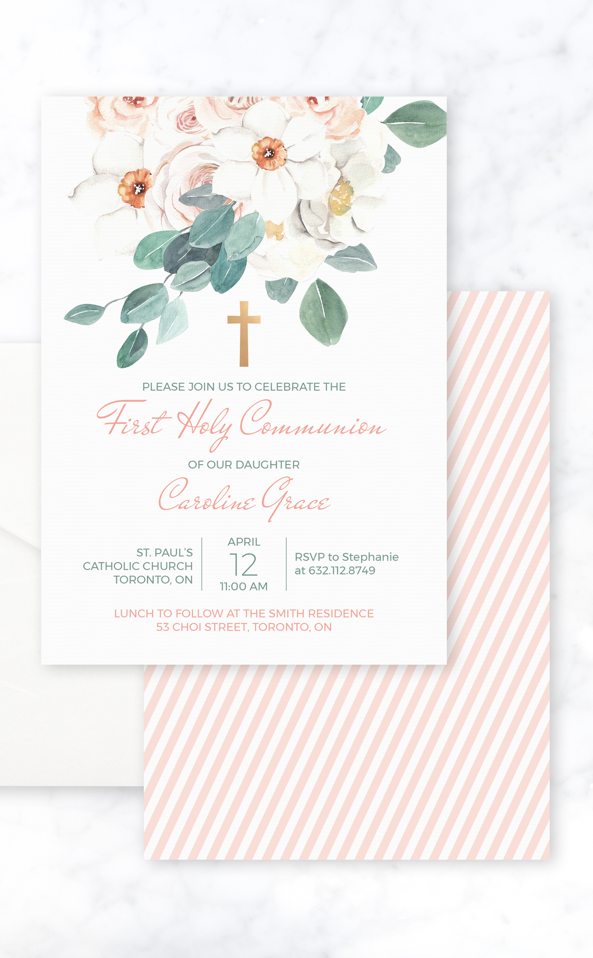 Spring Floral First Holy Communion Invitation ARRA Creative Spring Floral First Holy Communion Invitation ARRA Creative