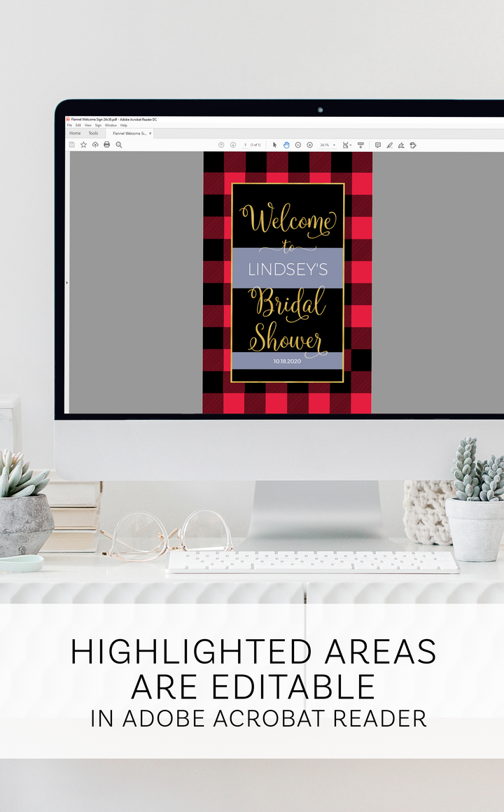 Flannel and Fizz Bridal Shower Welcome Sign - ARRA Creative