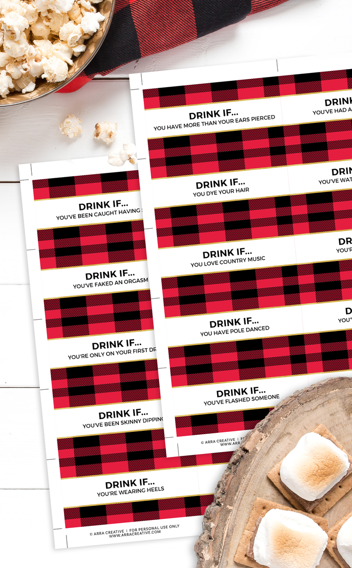 Flannel Drink If Party Game Cards - ARRA Creative