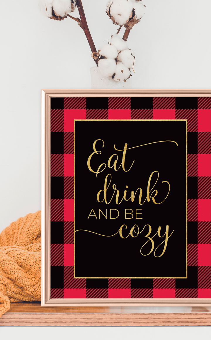Buffalo Plaid Eat Drink and be Cozy Poster