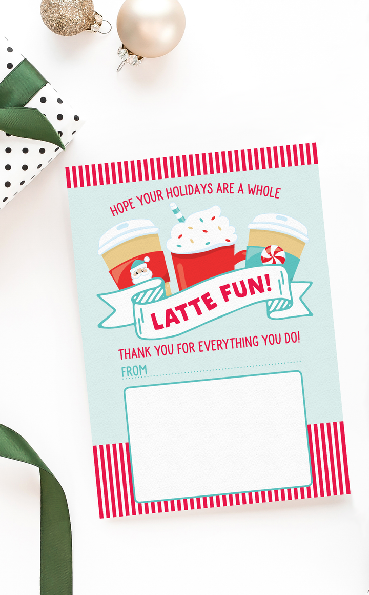 Printable Christmas gift card holder - Hope your holidays are a whole latte fun!