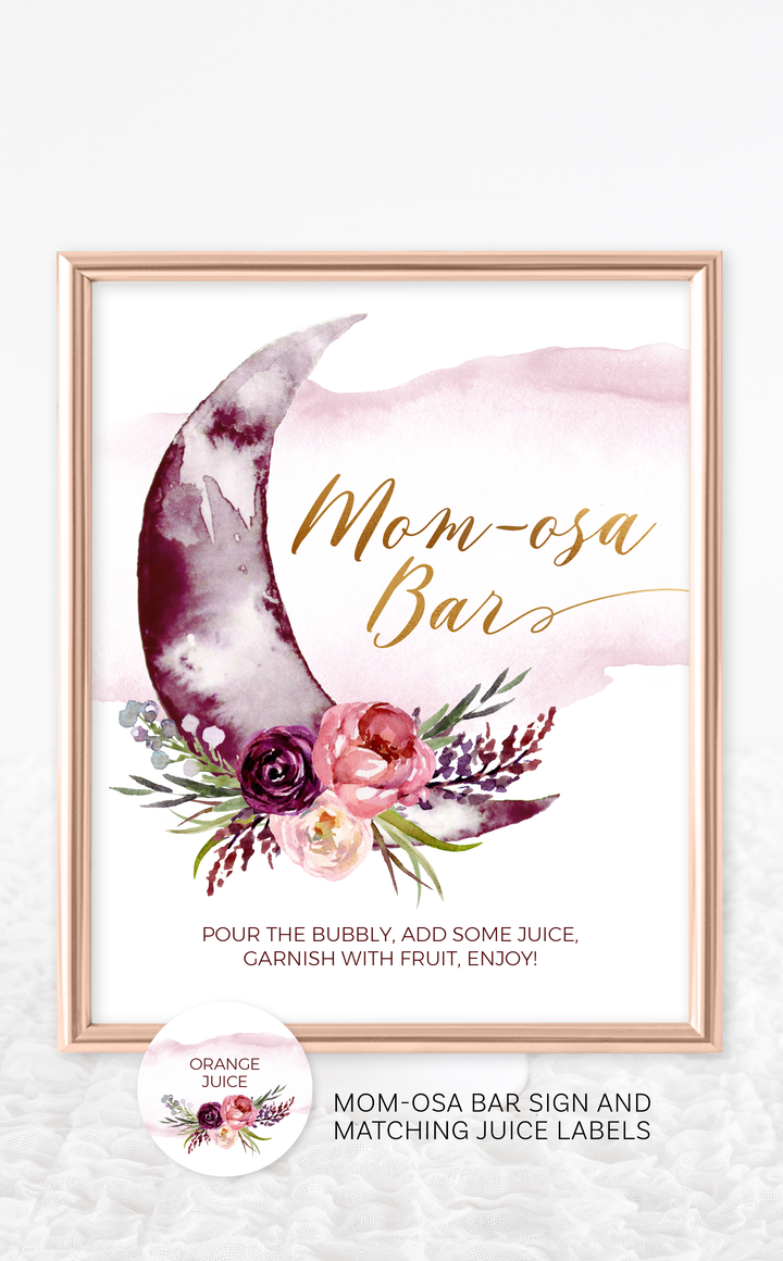 Over the Moon Mom-osa Bar Sign - ARRA Creative