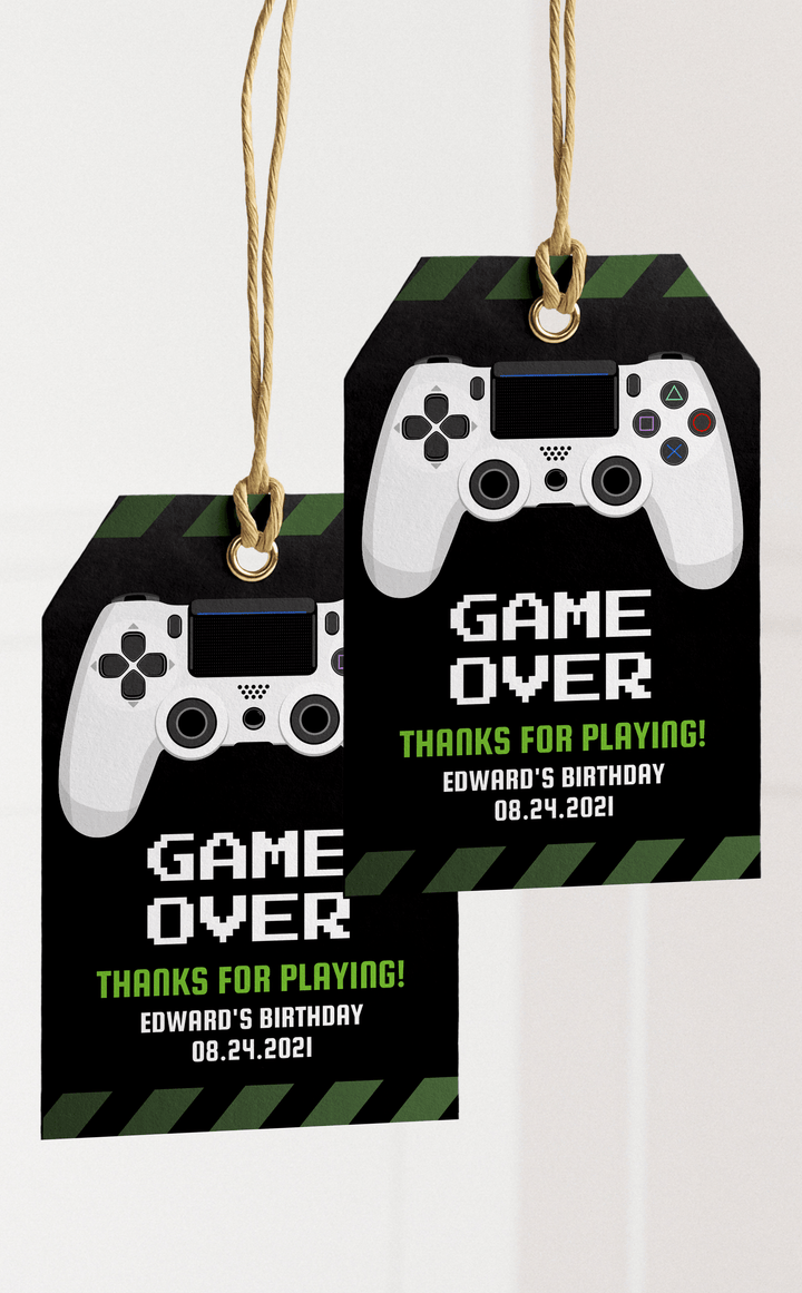 Video Game Kids Birthday Party Favour Tags | Printable PlayStation Thank You Tags