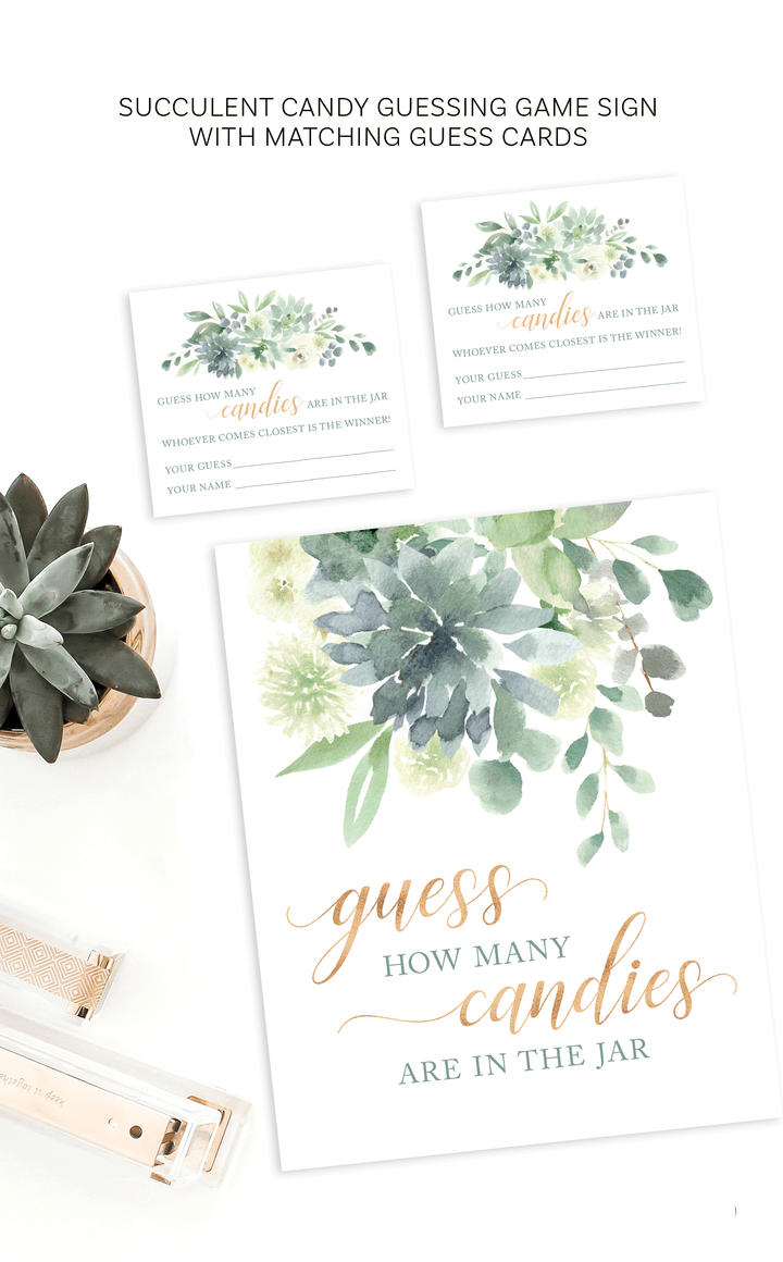 Succulent Baby Shower Candy Guessing Game - ARRA Creative