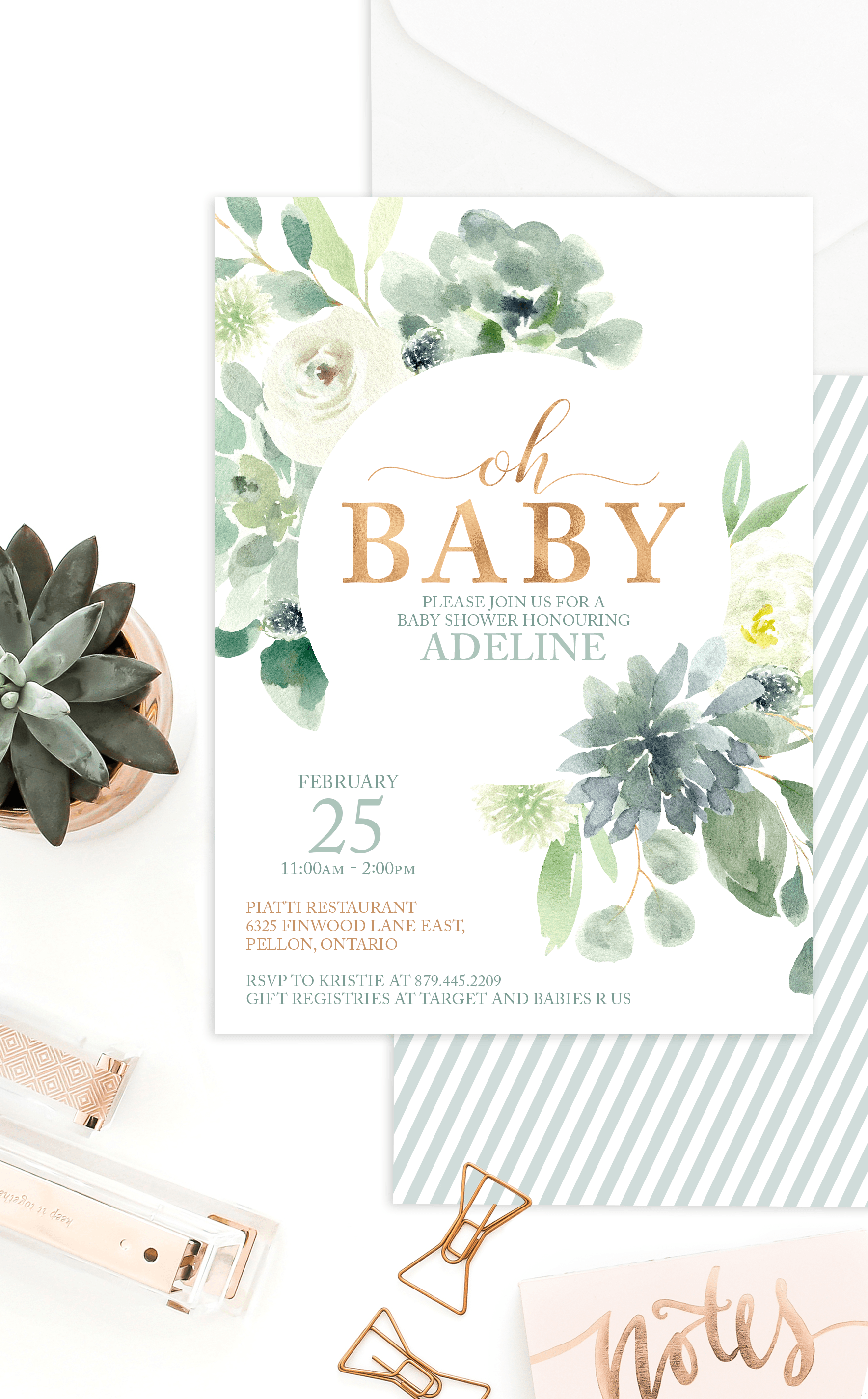 Succulent Baby Shower Invitation – ARRA Creative