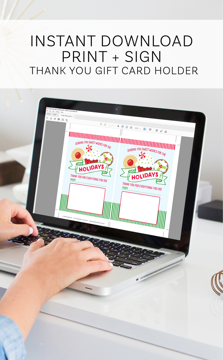 Printable Christmas thank you gift card holder - Sweet wishes for the holidays