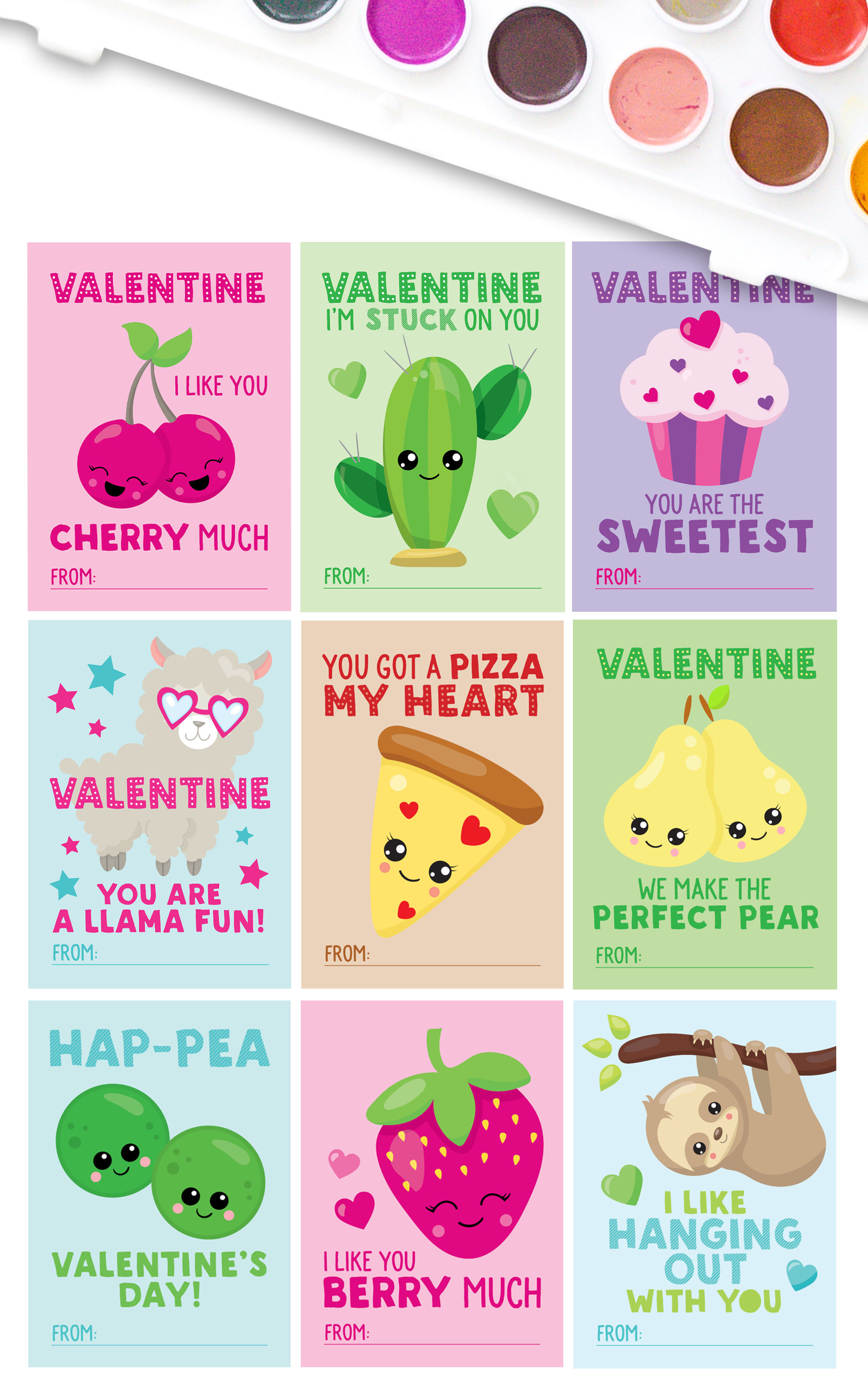 Set of 9 Fun Valentine Cards for Kids | Printable Classroom Valentines – ARRA Creative set-of-9-fun-valentine-cards-for-kids-printable-classroom-valentines-arra-creative