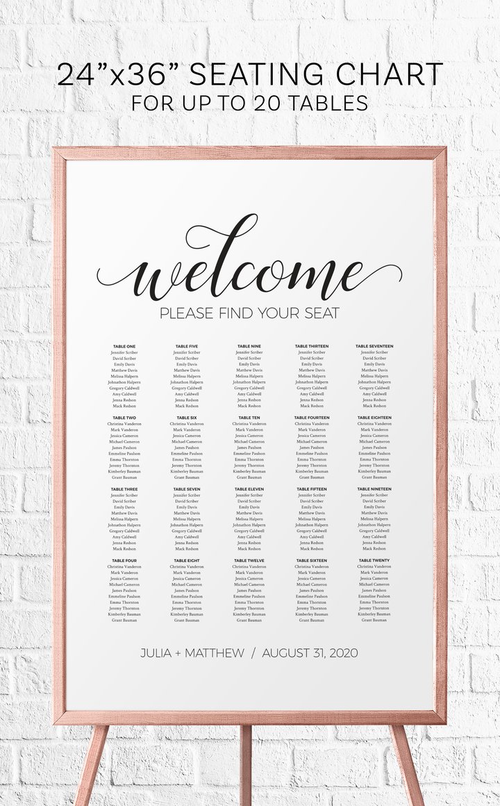 Black and White Wedding Seating Chart - ARRA Creative