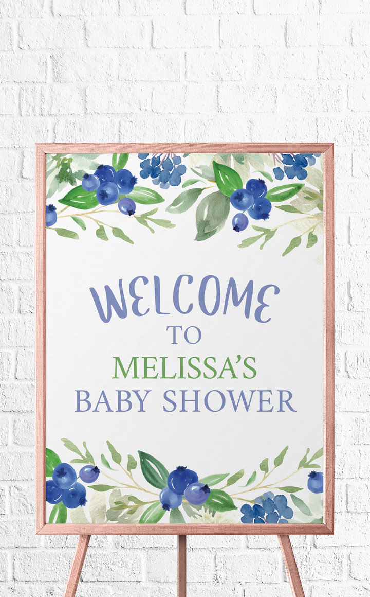 Blueberry Baby Shower Welcome Sign
