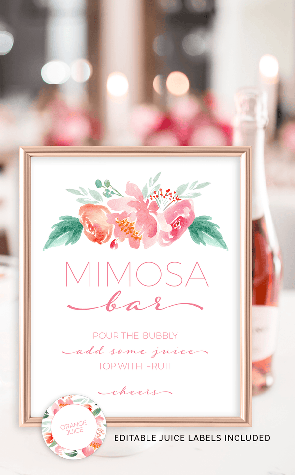 Printable Mimosa Bar Sign and Juice Labels - ARRA Creative