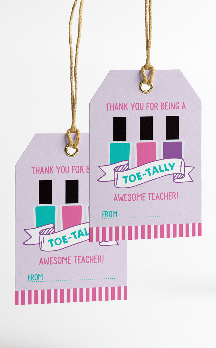 Pedicure Teacher Thank You Gift Card Holder and Gift Tags - ARRA Creative