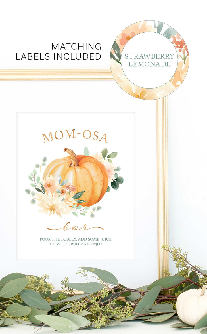 Pumpkin Baby Shower Momosa Bar Sign - ARRA Creative