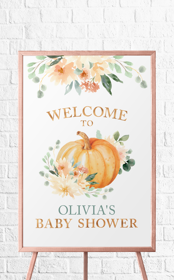Pumpkin Baby Shower Welcome Sign | Fall Baby Shower Decorations