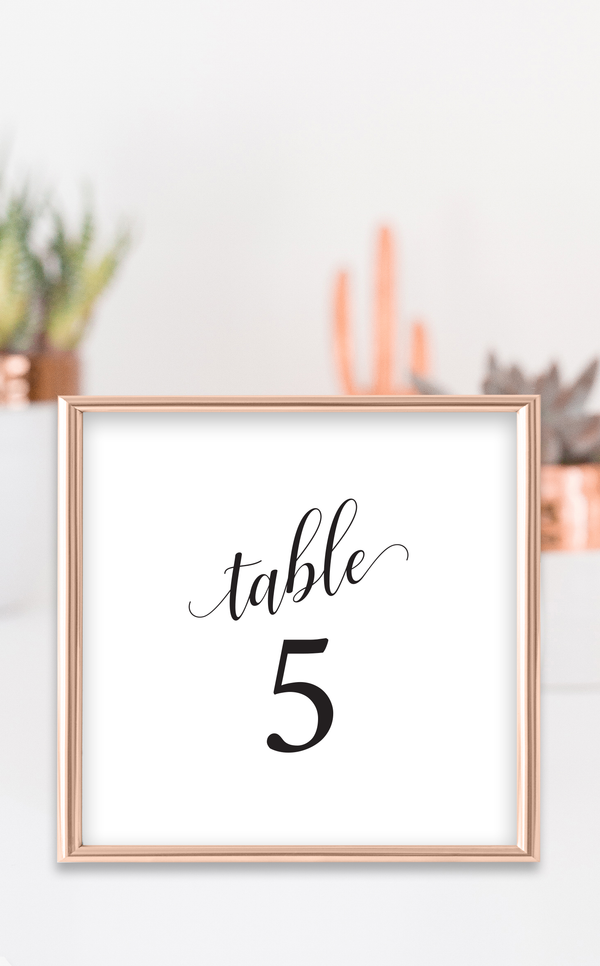 Modern black and white table numbers for Wedding reception