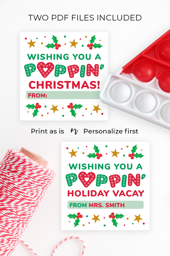 Pop It Christmas Cards for Kids Classroom Christmas Gift Tags ARRA