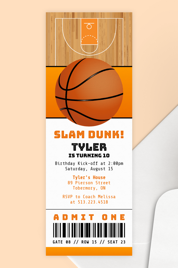 Basketball Birthday Party Invitation Template