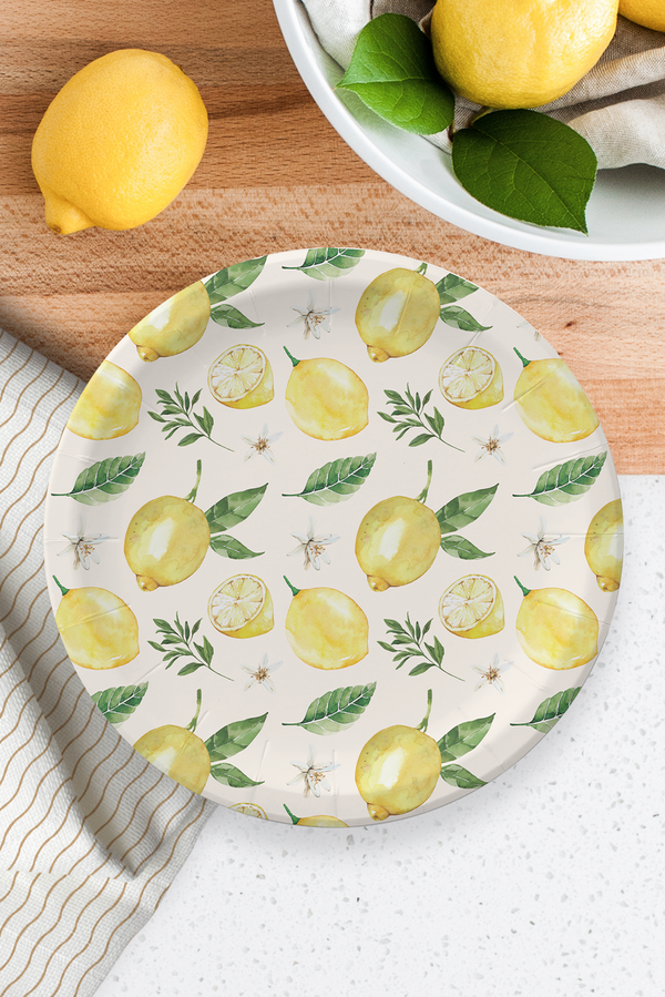 Lemon Pattern Paper Plates