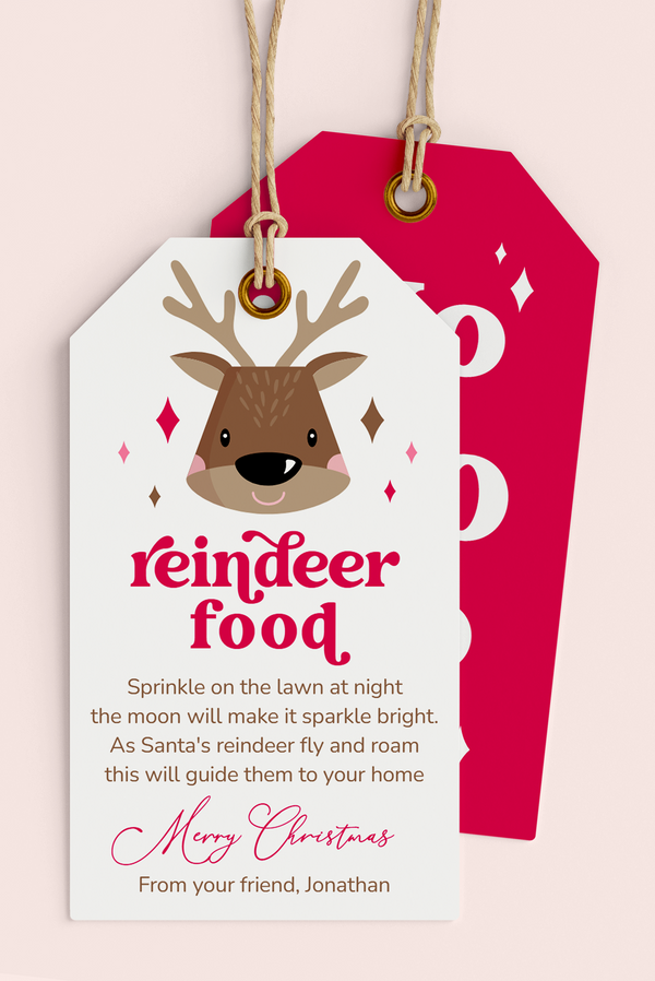 Printable reindeer food gift tags for kids Christmas classroom gift ideas