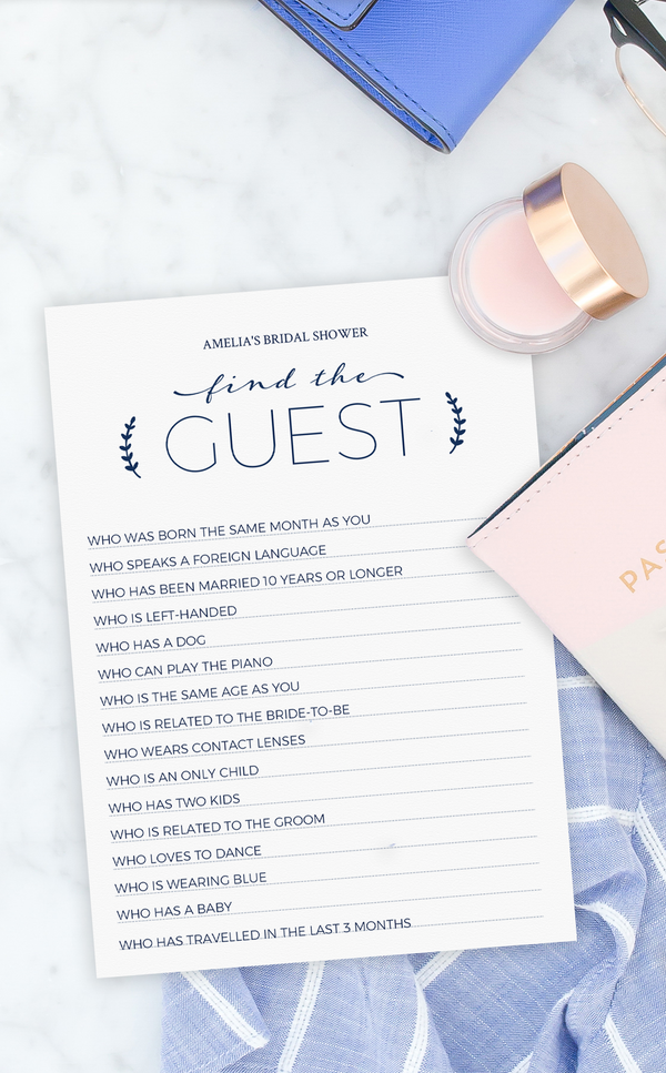 Navy Find the Guest Bridal Shower Game - ARRA Creative