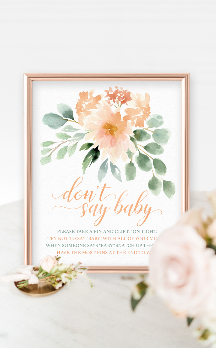 Baby in Bloom Baby Shower Game - Don't Say Baby Game - Printable Sign