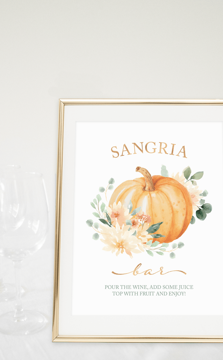 Pumpkin Baby Shower Sangria Bar Sign - ARRA Creative