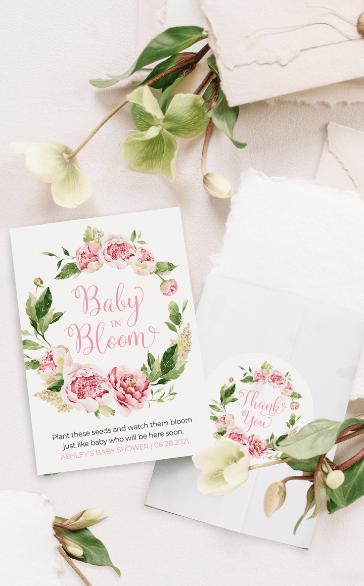 Pink Baby in Bloom Shower Seed Packet Favours - ARRA Creative