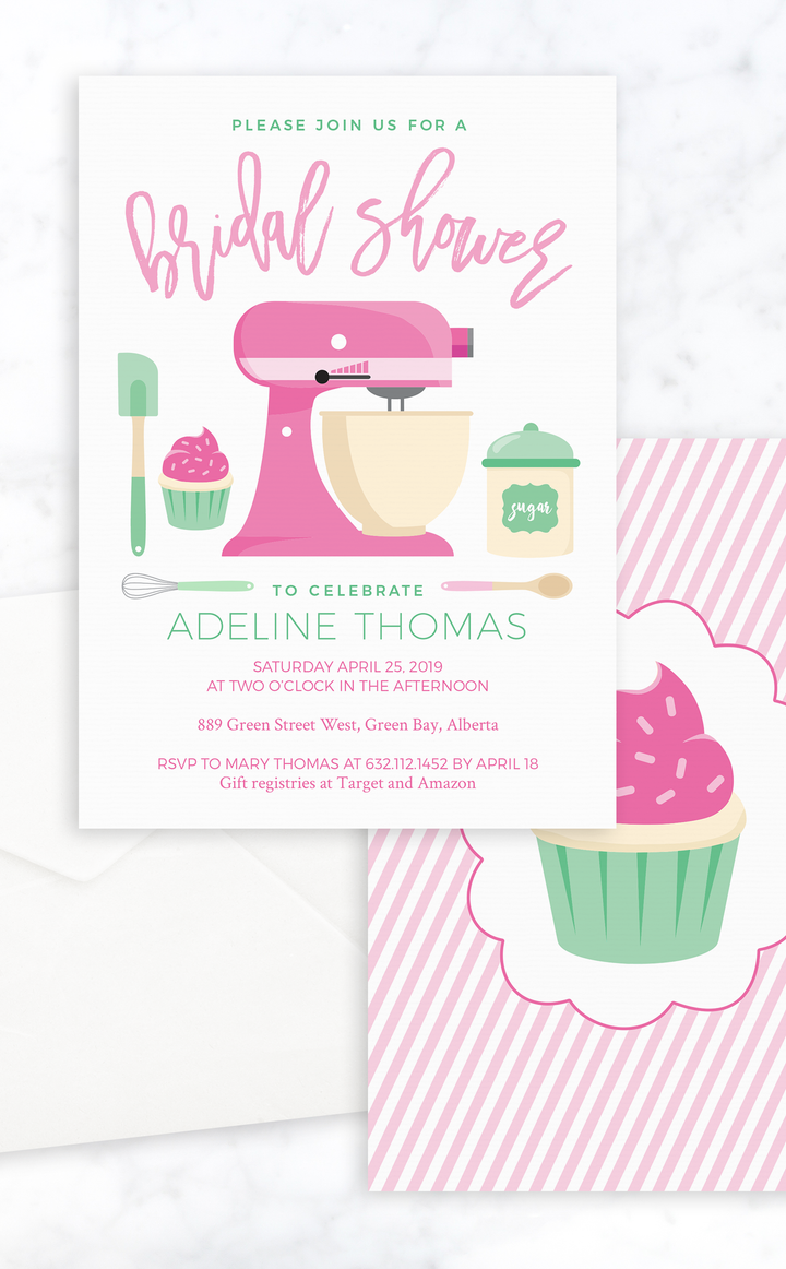 Printable Pink Baking Bridal Shower Invitation - ARRA Creative
