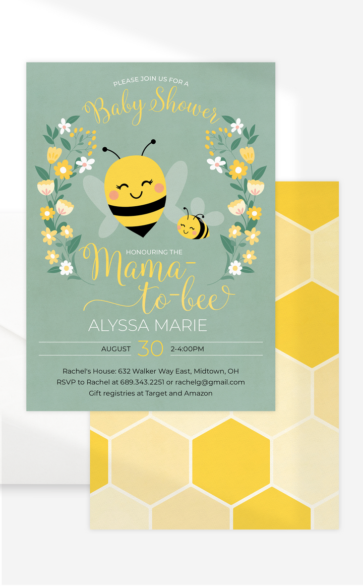 Bee Baby Shower Invitation for Mama-to-Bee Baby Shower - ARRA Creative
