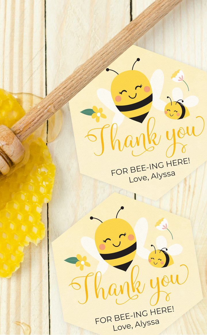 Bee baby shower thank you labels