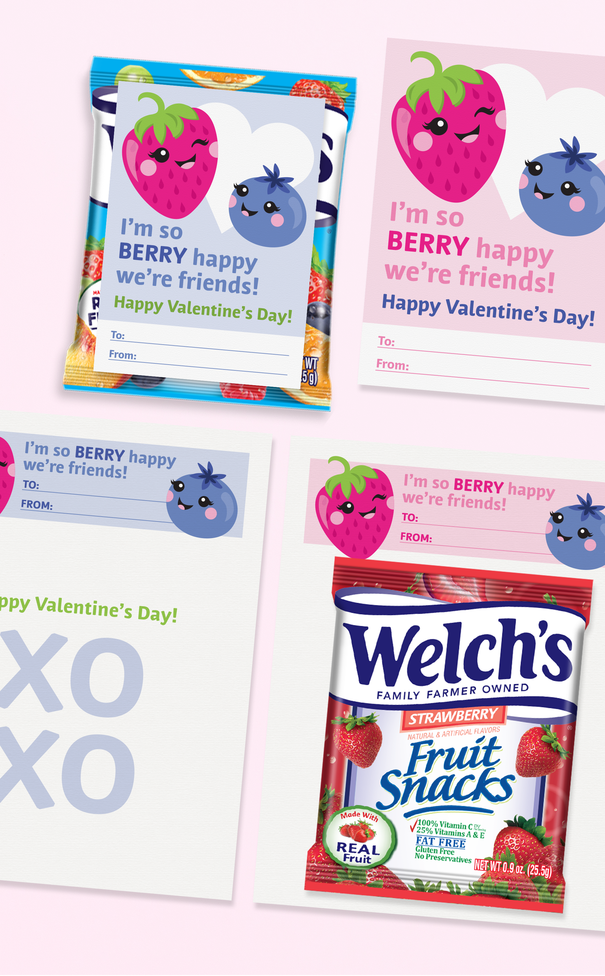 Printable Classroom Valentine Cards for Kids Fruit Snacks – ARRA Creative