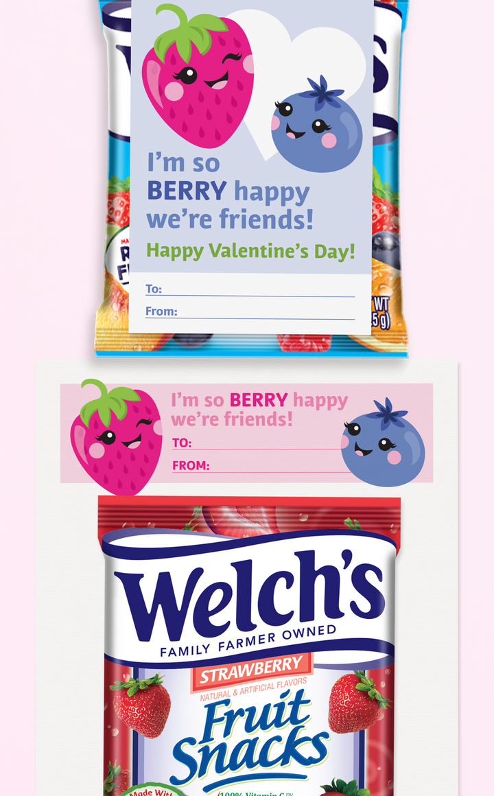 Printable Classroom Valentine Cards for Kids Fruit Snacks ARRA Creative