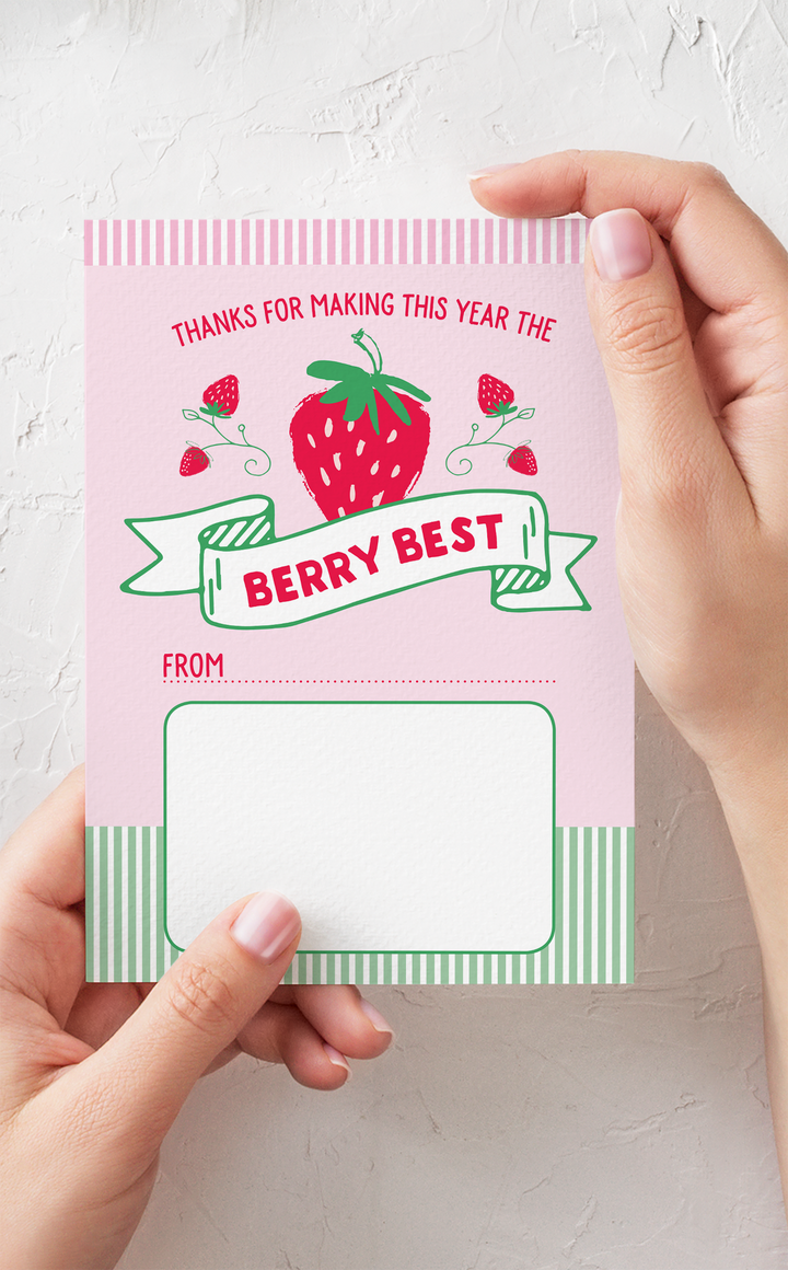 Strawberry teacher gift card holder for teacher appreciation gift
