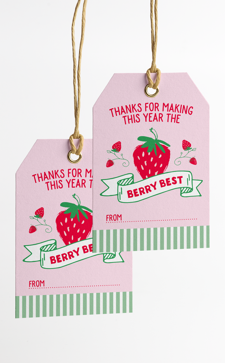 Strawberry thank you gift tags for berry best teacher gift