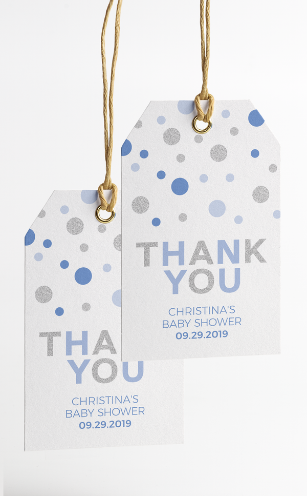 Blue and Silver Thank You Tags - ARRA Creative