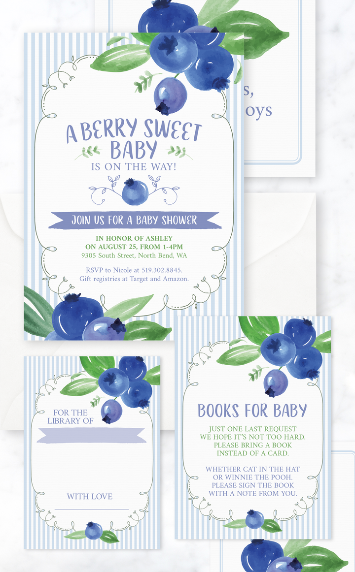 Blueberry Baby Shower Invitation - ARRA Creative