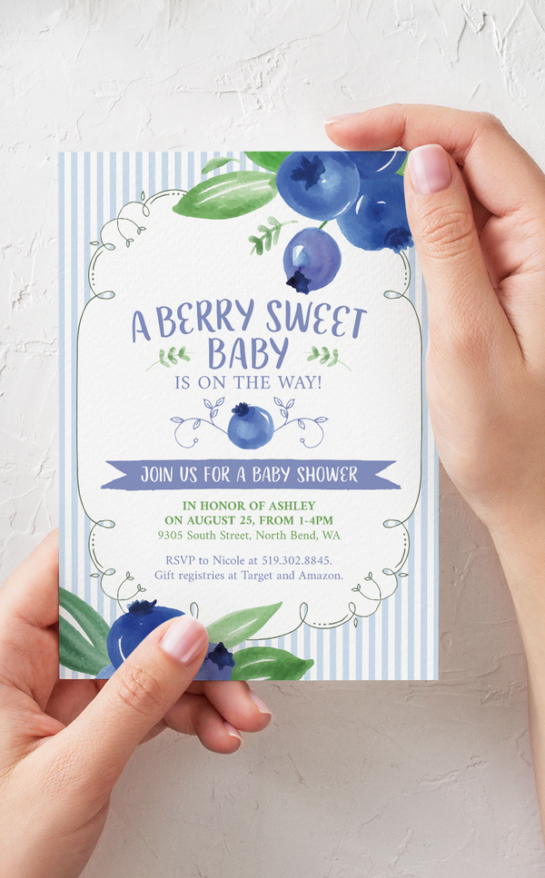 Editable A Berry Sweet Baby is on the Way Baby Shower Invitation