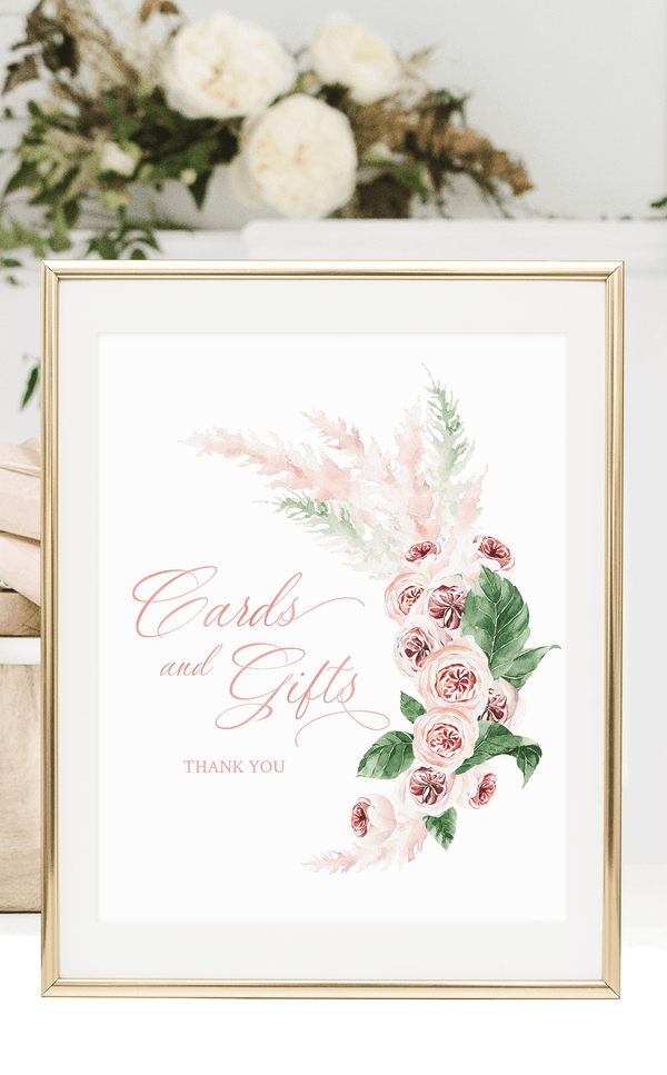 Blush Pink Bridal Shower Cards and Gifts Sign - ARRA Creative