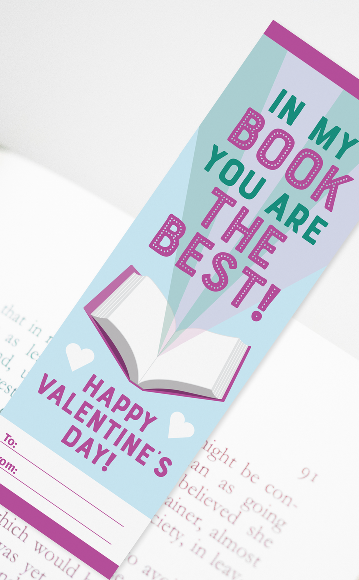 pink Valentines day bookmark for kids