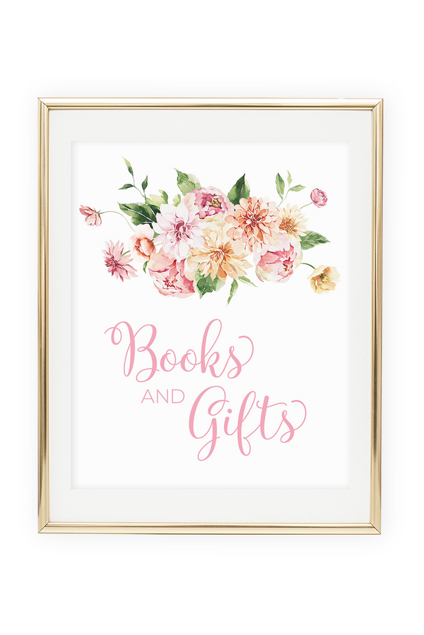 Pink Floral Books and Gifts Sign
