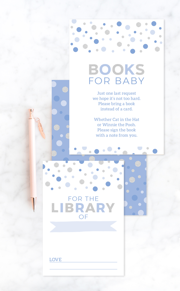 Books for Baby invitation insert cards and book labels for boy baby shower