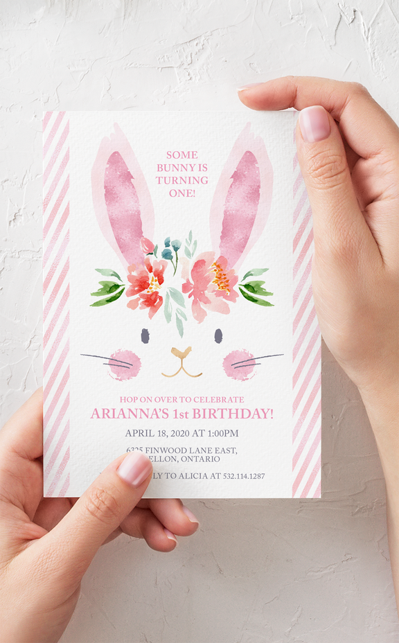 Girl Birthday Party Ideas | Bunny Birthday Party Invitation Template ...