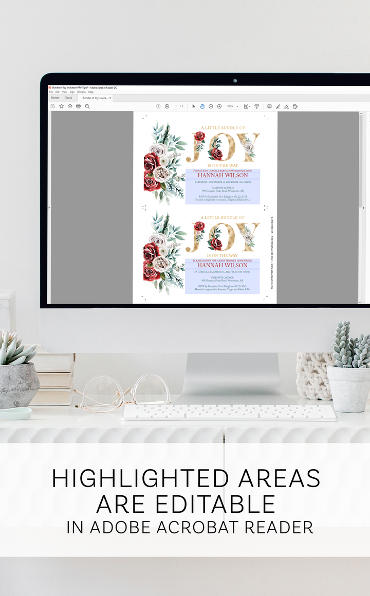 Christmas Baby Shower Invitation Printable File - A Little Bundle of Joy is on the Way