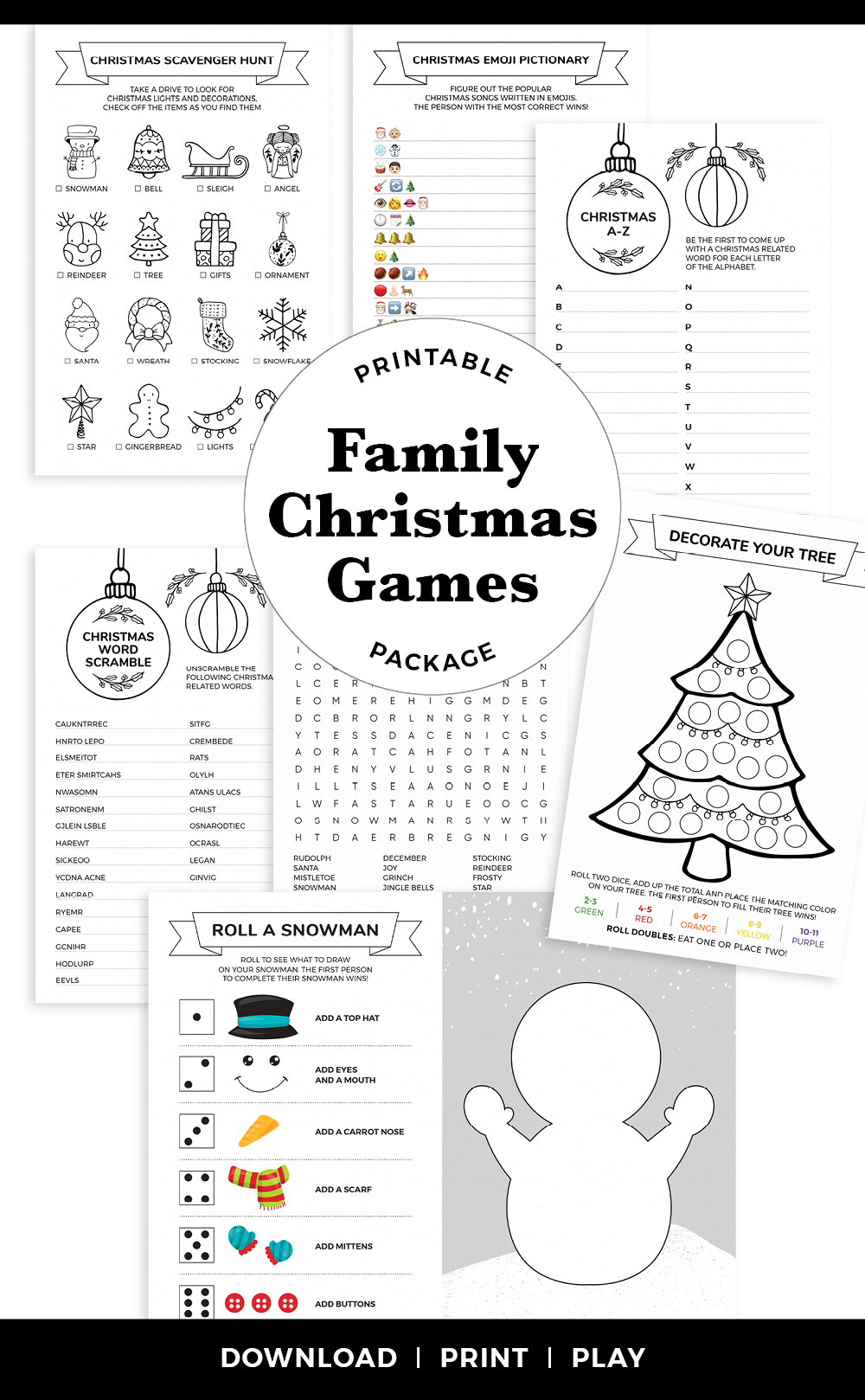 Printable Family Christmas Games Package ARRA Creative