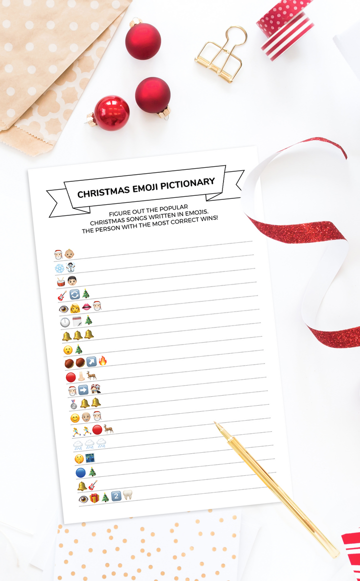 Printable Christmas Emoji Pictionary Game for Kids