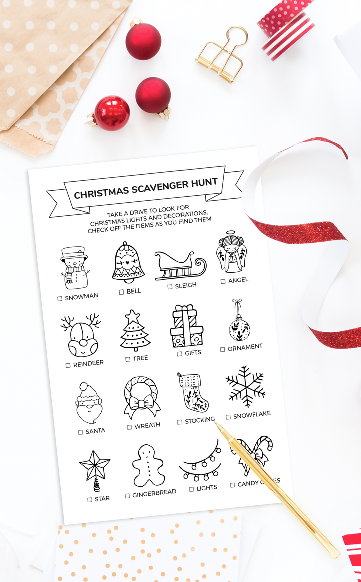 Printable Christmas Scavenger Hunt Game for Kids