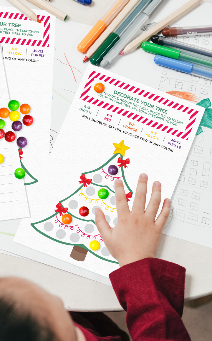 Roll a Christmas Tree Printable Game for Kids